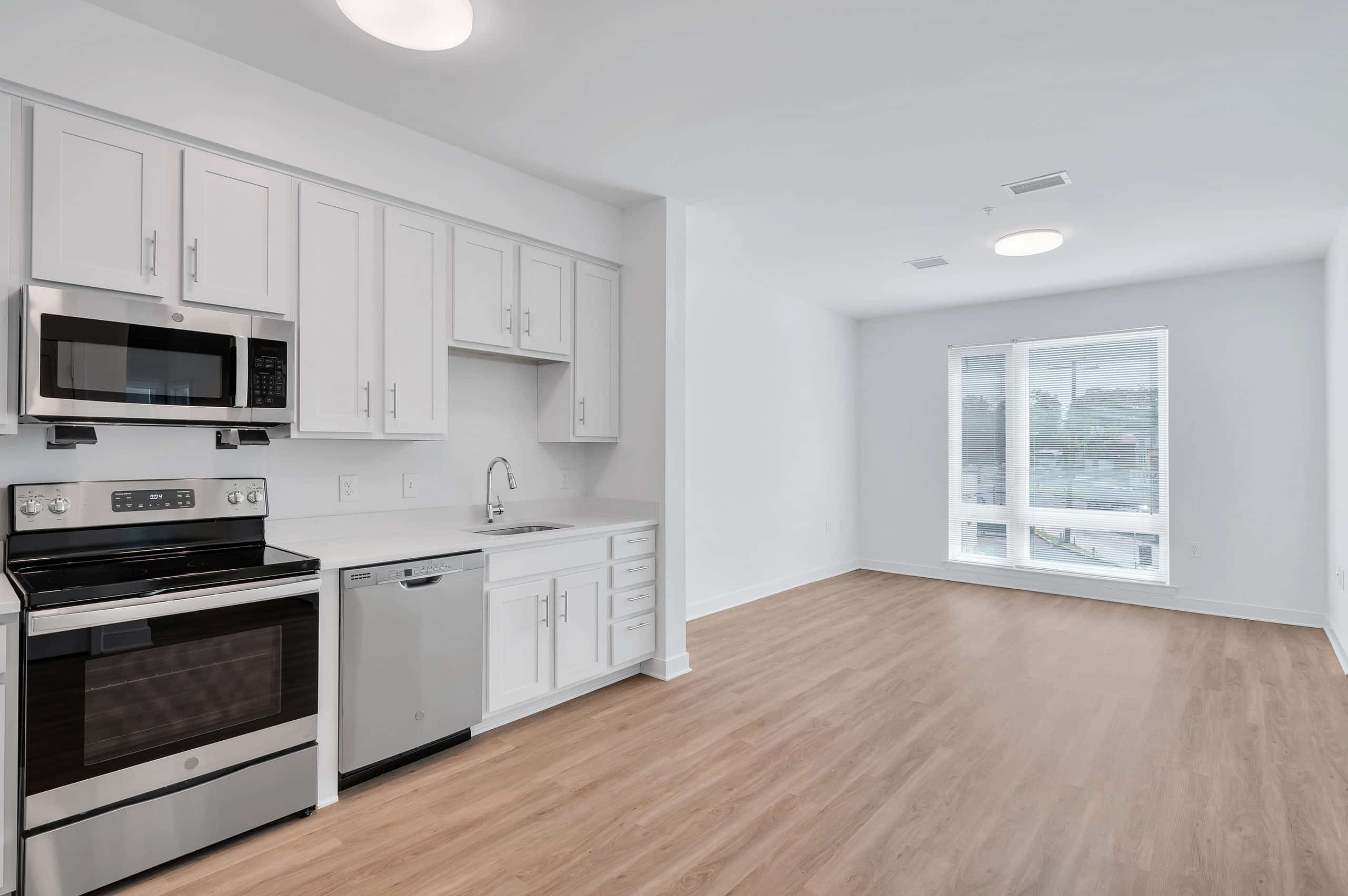 Mills Place kitchen and living area