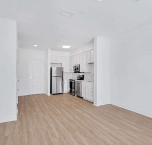 Mills Place living area and kitchen